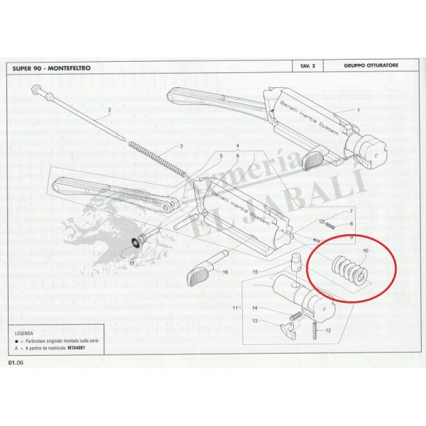 BENELLI MONTEFELTRO C.12  MUELLE RETROCESO OBTURADOR - Imagen 2